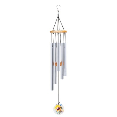 Nat & Jules Dean Crouser Sunflower Watercolor Yellow 26 x 4 Aluminum and Wood Wind Chime