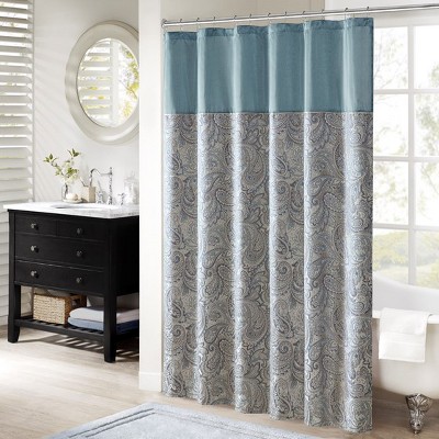 VYNXARIA Traditional paisley jacquard shower curtain