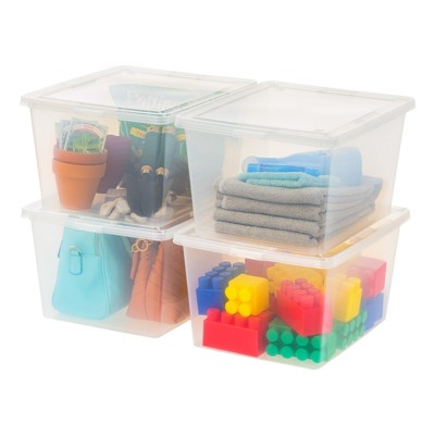 Iris USA Plastic Stacking Bin - Clear - 4.5 x 7.5 x 3 in