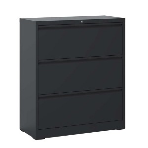 Ridstar 35.43 in. W Black Metal Decorative Storage Cabinets with 3 Drawers - 1 of 4