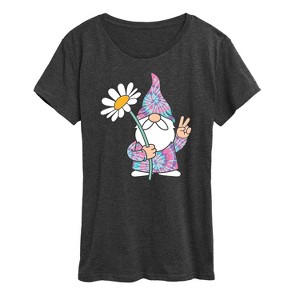 Women's - Instant Message - Tie Dye Gnome With Daisy Short Sleeve Graphic T-Shirt - 1 of 4