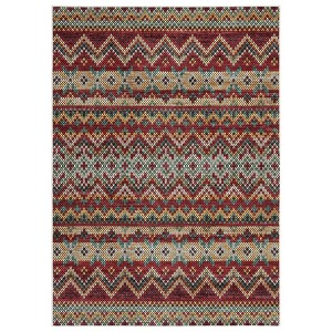 COZONY Machine Washable Modern Boho Rug with Non-Slip Backing, Stain Resistant Low Pile Striped Carpet for Living Room and Bedroom - 1 of 4