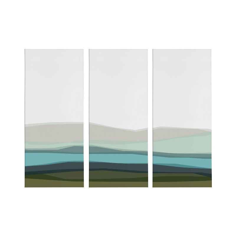 (Set of 3) 12&#34; x 28&#34; Abstract Blue Lake and Mountains by The Creative Bunch Studio Unframed Wall Canvas - Kate &#38; Laurel All Things Decor, 3 of 8