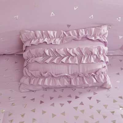 Twin Silver Microfiber 5-Piece Bedspread Set with Gathered Embellishment