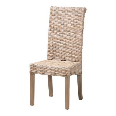 Santiago High Back Gray Cane and Wood Side Chair