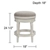 55 Downing Street Oliver Wood Swivel Bar Stool Distressed White 24 1/2" High Traditional Pewter Round Cushion with Footrest for Kitchen Counter Island - 4 of 4
