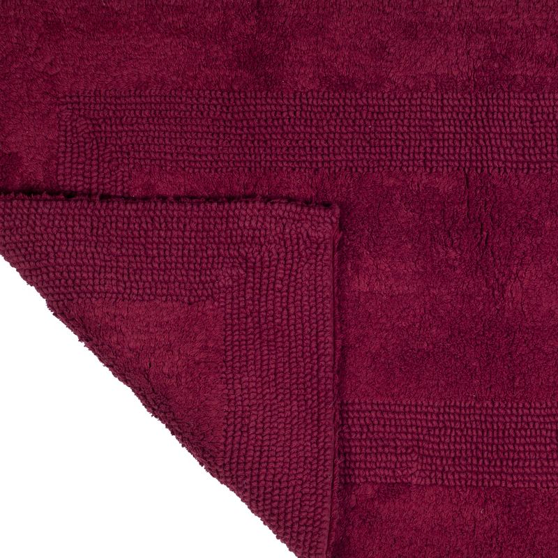Cotton Bath Mat- Plush 100 Percent Cotton 24x60 Long Bathroom Runner- Reversible, Soft, Absorbent, Rug by Hastings Home (Burgundy), 2 of 6