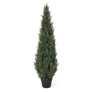 Artificial Trees,Fake Cedar Topiary Tree Outdor,3/4/5ft Tall Fake Cypress Trees for Home Decor,Potted Faux Pine Shrubs Plants Set of 1 or 2 - 1 of 4