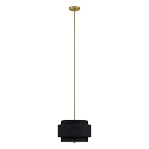 Hudson and Canal 16" Wide 2-Light Pendant with Tiered Fabric Shade - 1 of 4