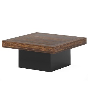 Resenkos Center Coffee Table, Living Room Table,Square Coffee Table, Farmhouse Wood Cocktail Table with LED Light,Brown & White - 1 of 4