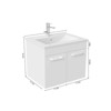 Gulches 24 in 1 Sink Wall-Mounted Vanity Glossy White Bath Vanity with White Ceramic Top Double Doors Soft Close Hinges Metal Handle - 3 of 4
