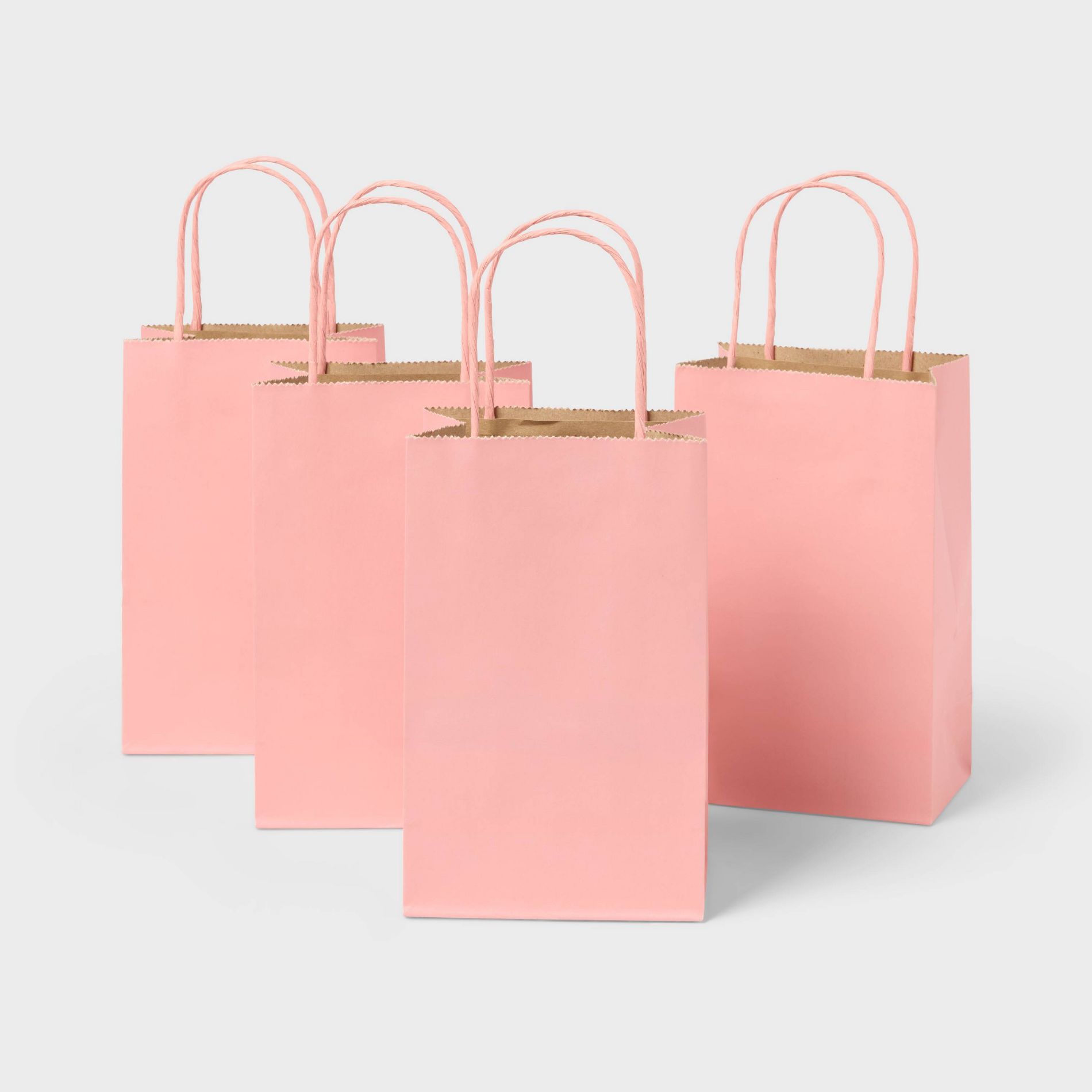 12ct Junior Tote Gift Bags Pink - Spritz™: Party Favor & Goodie Bags for All Occasions, Solid Paper, 8.375" x 5.25" x 3.25"