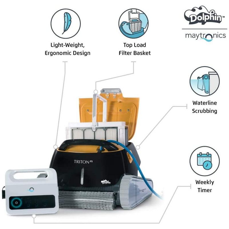 Dolphin Triton PS w/ Powerstream Inground Robotic Pool Cleaner with Ultra Fine Filter, 2 of 8