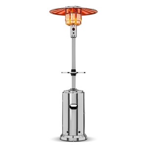 Patio Heater, Outdoor Patio Heater - 48,000 BTU Double-Layer Stainless Steel with Wheels/Sandbox, Silver for Home & Commercial Use - 1 of 4