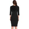 Women's Casual Long Sweatshirts 3/4 Sleeve Hooded Bodycon Dress with Kangaroo Pocket - 2 of 4