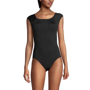 Lands' End Women's Tummy Control Cap Sleeve High-neck X-Back One Piece Swimsuit