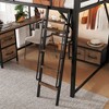 TIRAMISUBEST Full/Queen Size Loft Bed with Desk and Drawers, Metal Bed Frame with Storage Shelves and Clothes Rod - 2 of 4