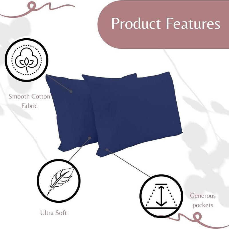 Superity Linen Standard Pillow Cases  - 2 Pack - 100% Premium Cotton - Open Enclosure, 5 of 8