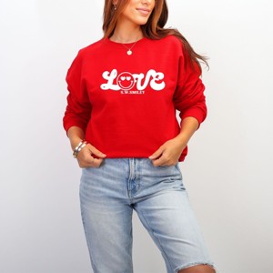 S.W.Smiley Love Cursive -  Women's Graphic Sweatshirt - 1 of 4