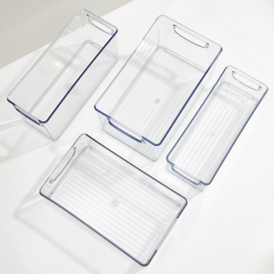 iDESIGN 4pc Recycled Plastic Organizer Bin Set: Clear Kitchen Storage, Dishwasher-Safe, 10x10x8, Cabinet Organizers — фото 2