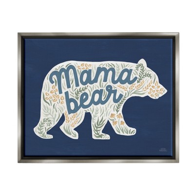 Stupell Industries Blue Mama Bear Botanicals Framed Floater Canvas Wall Art