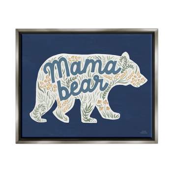 Stupell Industries Blue Mama Bear Botanicals Framed Floater Canvas Wall Art, 25 x 31