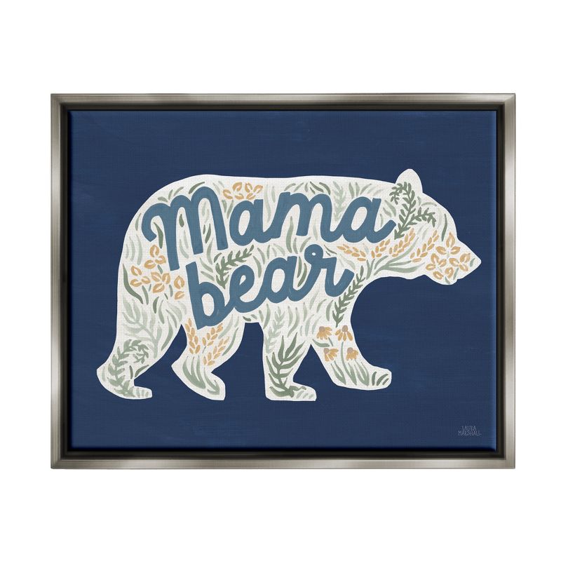Stupell Industries Blue Mama Bear Botanicals Framed Floater Canvas Wall Art, 1 of 7