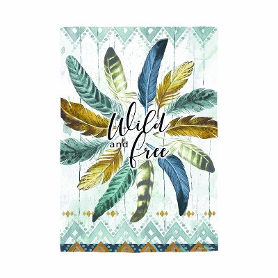 Wild and Free Multi-Color Feather Circle Garden Flag