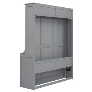 Queen Size Murphy Bed With Desk Foldable Pull-Down Wall Murphy Bed Frame Space-Saving Multipurpose Storage Bed For Apartments, Gray - 1 of 4