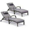 Chaise Lounge Chairs Set of 2 for Outside, Adjustable Position Outdoor PE Rattan Wicker Patio Pool Lounge Chair with Arm, Cushion, Pillow and Wheels - 3 of 4