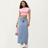 Anna-Kaci Women's High Waist Denim Maxi Skirt with Embroidered Bow Details and Clean Straight Silhouette Featuring a Structured Waist - 2 of 4