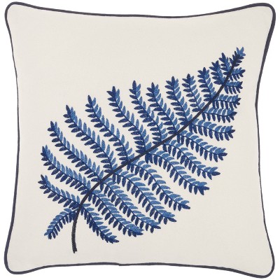 16"x16" Royal Palm Fern Leaf Square Throw Pillow Blue - Mina Victory