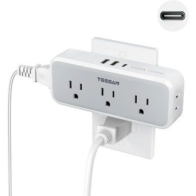 Multi Plug Outlet Extender, USB C Wall Charger, Wall Plug Splitter with 5 Outlets and 3 USB, Electrical Power Expander with Surge Protector Spaced
