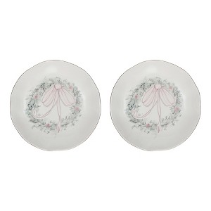 Storied Home Stoneware Wreath Dinnerware Bowl with Electroplating, Multicolor, Set of 2 - 1 of 4