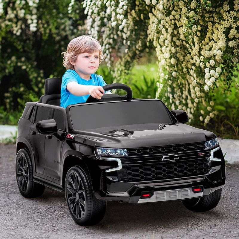 Aosom Licensed Chevrolet TAHOE Electric Car for Kids with Remote Control, 12V Battery Powered Ride On Car with 2 Speeds, Spring Suspension, LED Lights, MP3, Horn, Music, for 3-6 Years Old, White, 4 of 10