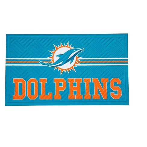 Evergreen Miami Dolphins, 16" x 28" Embossed Indoor Outdoor Doormat Home Decor - image 1 of 4