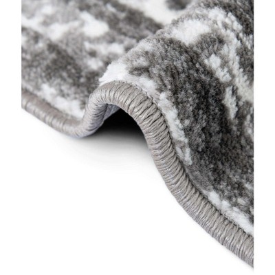 Gray Oval Stain-Resistant Synthetic Area Rug