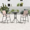 Tangkula 3PCS Bistro Set Folding Chairs Round Bar Table w/ 1.6" Umbrella Hole Yard Patio - 3 of 4