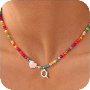 Beaded Choker Necklace with Personalized Initial Letter, Trendy Stocking Stuffer for Teen Girls - 1 of 4