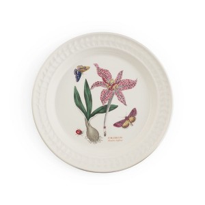 Portmeirion Botanic Garden Harmony 10.5" Dinner Plate, Papilio Amethyst & Meadow Saffron Motif - Dishwasher, Microwave, & Freezer Safe Earthenware - 1 of 4