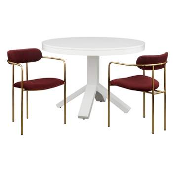 3Pc Canton Contemporary Dining Set White/Fig - Buylateral