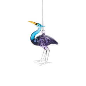 Gallerie II Blue Heron Blown Glass Decorative Christmas Tree Ornament - 1 of 4