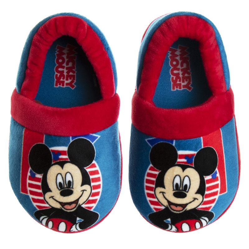 Disney Mickey Mouse Slippers - Kids Cozy Plush Fuzzy Lightweight Warm Comfort Soft House Shoes - Navy Blue Red (size 5-12 Toddler - Little Kid), 1 of 9