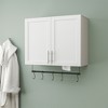 OUTSUPPLY Bathroom Wall Cabinet with Adjustable Shelf, Towel Bar, 5 Hooks, Over the Toilet Storage Cabinet for Bathroom, Kitchen - 3 of 4