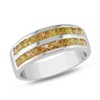 EVERLY JEWELRY | Sterling Silver 2 3/8 CT TGW Orange Sapphire Double Row Wide Band Ring - 2 of 4