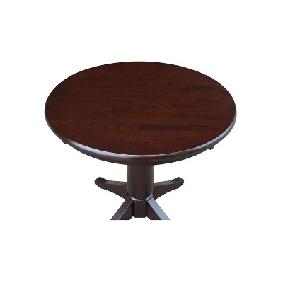 30" Round Rich Mocha Wood Pedestal Dining Table