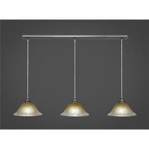 Toltec Lighting Any 3 - Light Chandelier in  Brushed Nickel with 10" Amber Crystal  Shade - 1 of 1