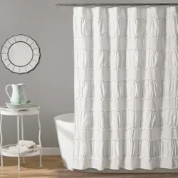 Nova Ruffle Shower Curtain White - Lush Décor