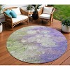 Purple Lilac And Artichoke Green Abstract Washable Indoor Outdoor Area Rug - 2 of 4