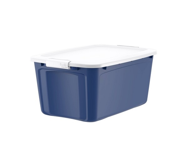 14gal Locking Lid Box Blue/White - Bella Storage